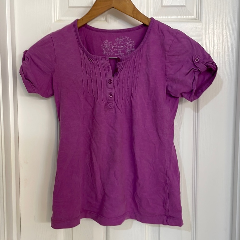 Arizona Purple Button Front Tee Shirt Sz M